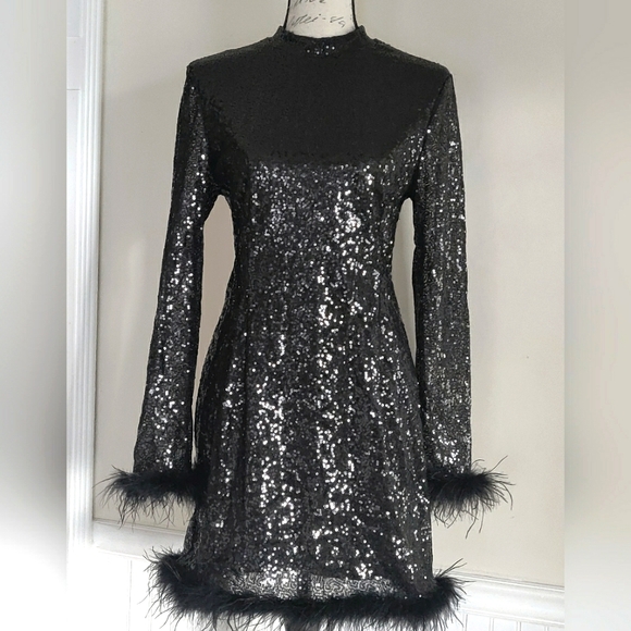 Boo Hoo black sequined dress. - Picture 10 of 11